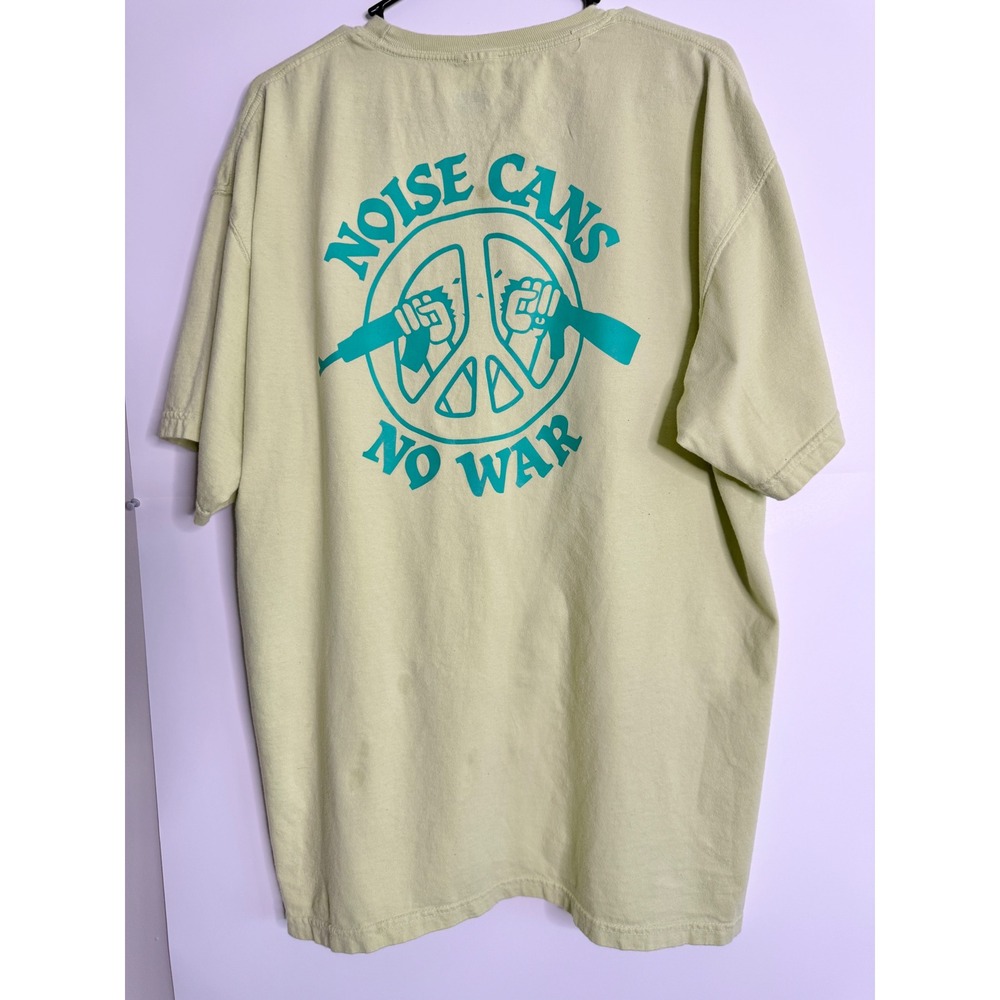 Noise Cans No War Graphic T-Shirt Mens XL Green Peace Sign Cotton Short Sleeve